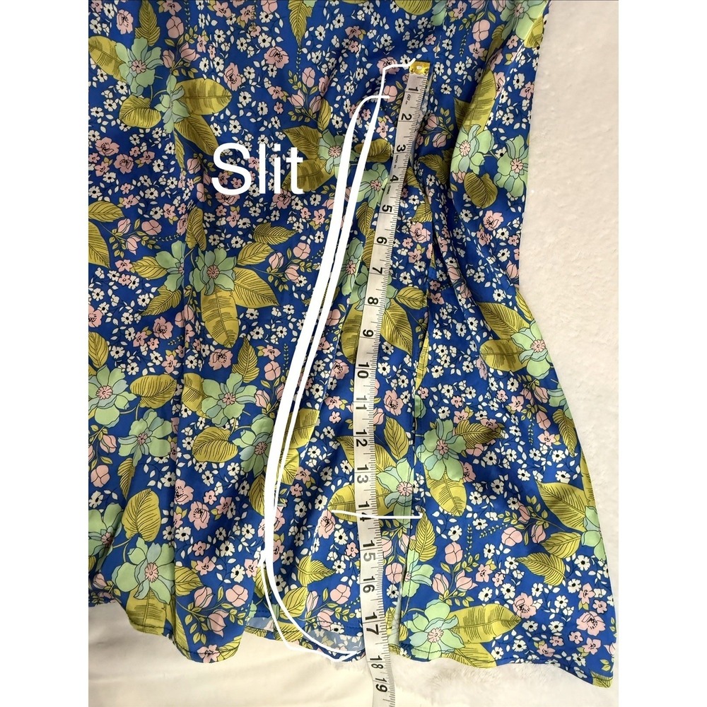 ASTR Florianne Floral Satin Midi Dress Blue Bustier Strap NWT Small - Picture 6 of 14